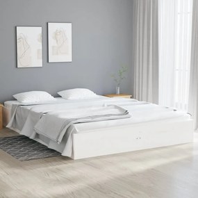 vidaXL Estrutura de cama 140x190 cm madeira maciça branco