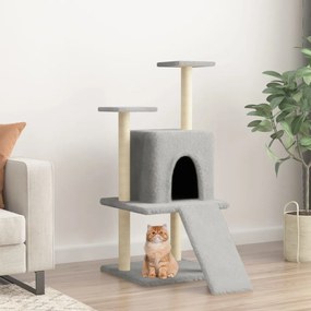 vidaXL Árvore p/ gatos c/ postes arranhadores sisal 110 cm cinza-claro