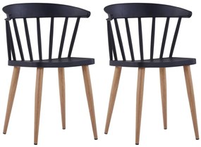 vidaXL Cadeiras de jantar 2 pcs plástico preto