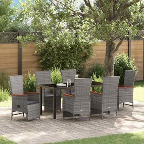 vidaXL Conjunto de Jantar para Jardim 7 pcs Cinzeto Rattan Sintético