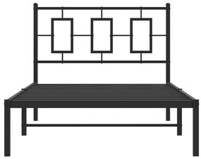 Estrutura de cama com cabeceira 100x190 cm metal preto