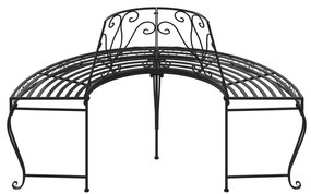Banco de árvore semicircular 2 pcs Ø160 cm aço preto