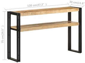 Mesa consola 120x30x75 cm madeira de mangueira áspera