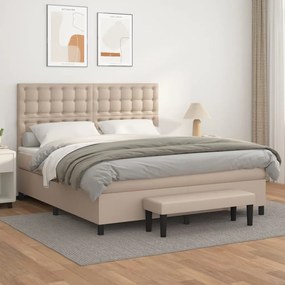 vidaXL Cama com molas/colchão 180x200 cm couro artificial cappuccino