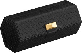 SONGMICS HOME Suporte para relógios, estojo de viagem para 3 relógios, caixa hexagonal para relógios masculinos, couro sintético com relevo, organizador de relógios com compartimento oculto, presentes de Natal para homens, tinta preta UJWB027B01