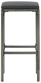 8 pcs conjunto de bar p/ jardim c/ almofadões vime PE cinzento
