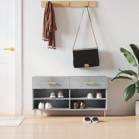 vidaXL Banco sapateira 102x35x55 cm derivados madeira cinzento cimento