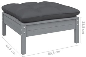 9 pcs conj. lounge de jardim com almofadões antracite pinho