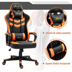 Cadeira gaming para escritório Ergonômico Altura ajustável Reclinável Rotativo laranja