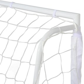 Baliza de Futebol com Suporte de Metal e Rede para Treino e Diversão de Futebol no Jardim Ar Livre 186x62x123 cm Branco