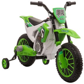 HOMCOM Mota Elétrica para Crianças acima de 3 Anos 12V Mota de Brinquedo Infantil com 2 Rodas de Equilíbrio Arranque Suave Verde