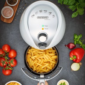 Fritadeira de ar quente 9 em 1 com ecrã tátil e 1500 W Branco + Prateado