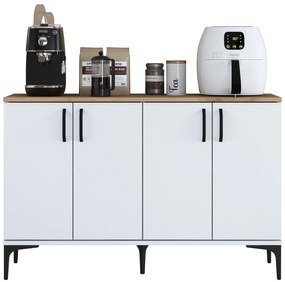 Armário Multiusos JE162 – Branco e Nogal – 120x78,6x40 cm