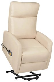 vidaXL Poltrona de massagens tecido cor creme