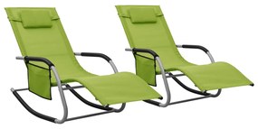 vidaXL Espreguiçadeiras 2 pcs textilene verde e cinzento