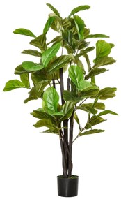 HOMCOM Planta Artificial Ficus 130 cm com 78 Folhas e Vaso de Planta A