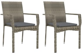 9 pcs conjunto de jantar p/ jardim c/ almofadões vime PE cinza
