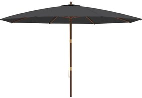 Guarda-sol de jardim com poste de madeira 400x273 cm preto