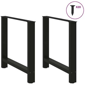 Pés para mesa de jantar pretos 2 peças 80x(72-73) cm aço