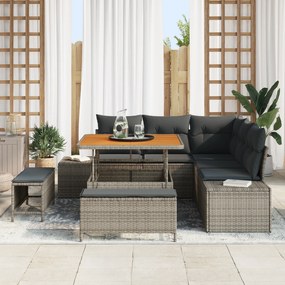 Conjunto de Sofás de Jardim vidaXL de 8 Peças com Almofadas Cinza de R
