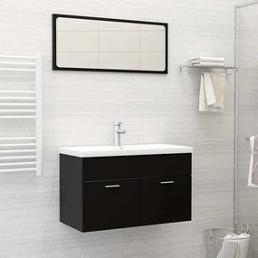 vidaXL 2 pcs conj. móveis de casa de banho derivados de madeira preto