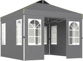 Outsunny Tenda Dobrável de Jardim 3x3 m Pop-up com UPF50+ 4 Laterais Removíveis Altura Ajustável e Bolsa de Transporte Cinzento | AOSOM Portugal