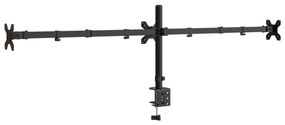 Suporte triplo para monitor VESA 75/100 mm aço preto
