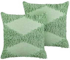 Conjunto de 2 almofadas decorativas em algodão verde claro 45 x 45 cm RHOEO Beliani