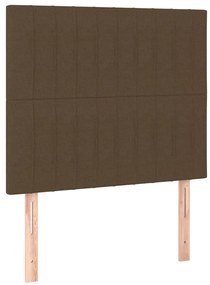 Cama box spring c/ colchão/LED 100x200cm tecido castanho-escuro