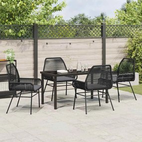 Conjunto de Jantar de Jardim 5 Peças com Almofadas Pretas em Rattan Si