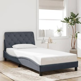 Estrutura de cama sem colchão 100x200 cm veludo cinzento-escuro
