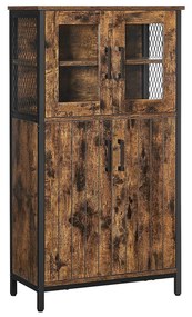 Armário de armazenamento com prateleiras ajustáveis em estilo industrial | VASAGLE | 60 x 30 x 108 cm | preto | LSC260B01.
