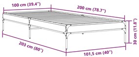 Estrutura de cama 100x200 cm derivados de madeira/metal preto