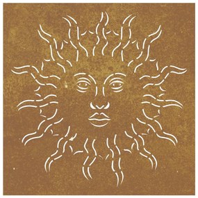 Decoração p/ muro de jardim 555x55 cm aço corten design sol