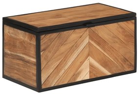 Caixa de arrumação 60x30x30 cm madeira de acácia maciça e ferro