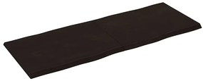 Tampo de mesa com bordas vivas maciço tratado castanho-escuro