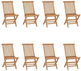 Cadeiras de jardim dobráveis 8 pcs madeira de teca maciça