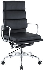 Cadeira de escritório EA24A, executivo, aluminio, pele top preta