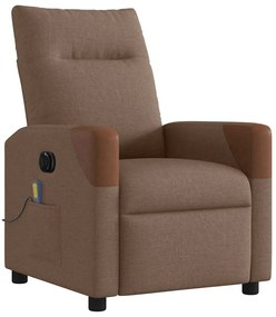 Poltrona de massagens reclinável elétrica tecido castanho