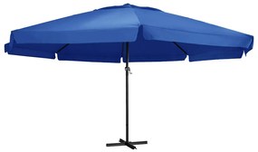 Guarda-sol de jardim com poste de alumínio 600 cm azul-ciano
