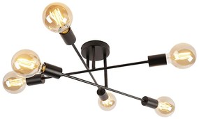 LED Candeeiro de teto inteligente preto 6 luzes incl. Wifi G95 - Sydney Industrial
