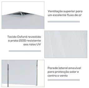 Outsunny Tenda Dobrável 3x3m com Altura Ajustável Tenda de Jardim com 1 Parede Lateral Teto com Ventilação 4 Sacos de Areia e Bolsa de Transporte para Acampamento Festas Branco
