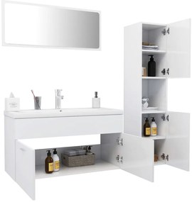 Conj. móveis casa de banho derivados madeira branco brilhante