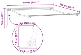Marquise Retrátil Manual vidaXL Antracite 300x250 cm
