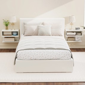Mesa de Cabeceira Flutuante, 50 x 30 x 36,5 cm, 2 Compartimentos Abertos, Branco