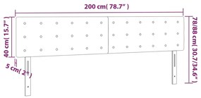 Cabeceira de cama c/luzes LED tecido 200x5x78/88cm cinza-escuro