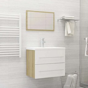 vidaXL 2 pcs conj. móveis casa banho derivados madeira branco/carvalho