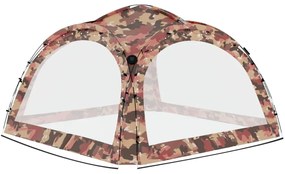 Tenda festas LED e 4 paredes laterais 3,6x3,6x2,3 m camuflagem