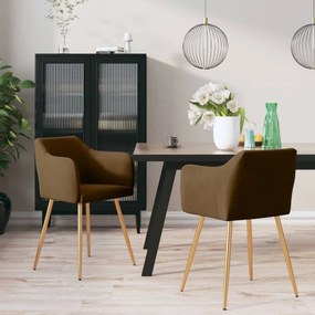 vidaXL Cadeiras de jantar 2 pcs veludo castanho