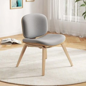 Cadeira auxiliar sem braços com encosto curvo e assento acolchoado largo para sala de jantar, sala de estar ou escritório 59 x 55 x 77 cm Natural